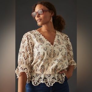 Anthropologie Peasant Eyelet Top